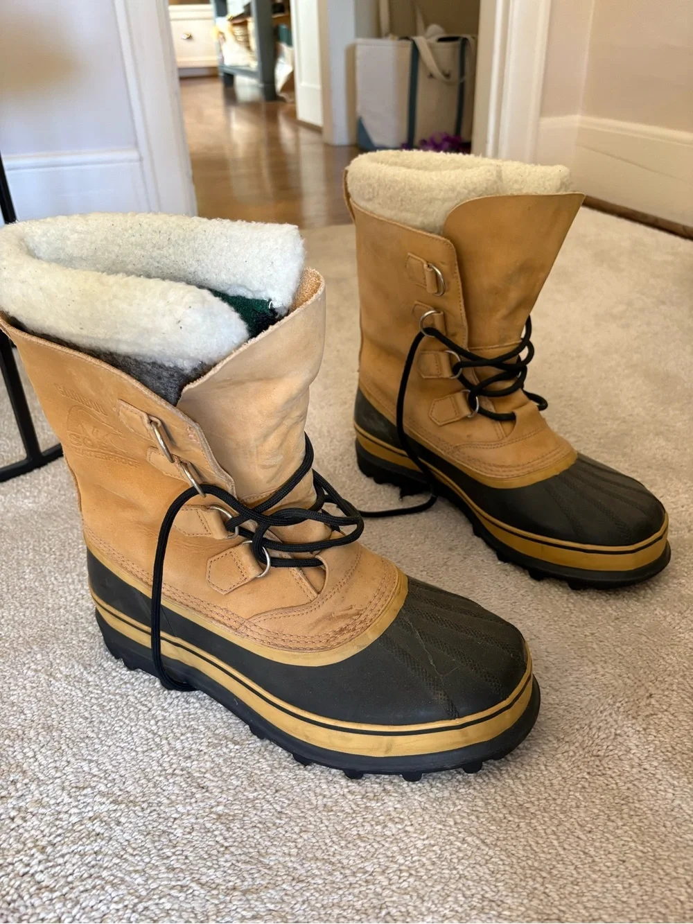 Sorel Tan and Black Waterproof Snow Boots